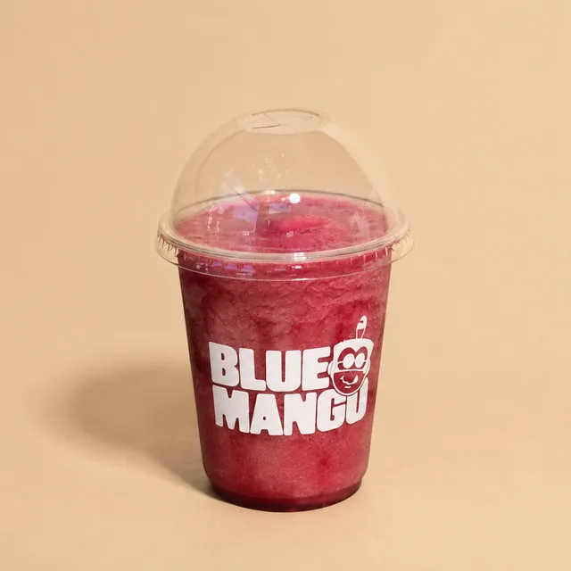 Blueberry smoothie in a Blue Mango cup